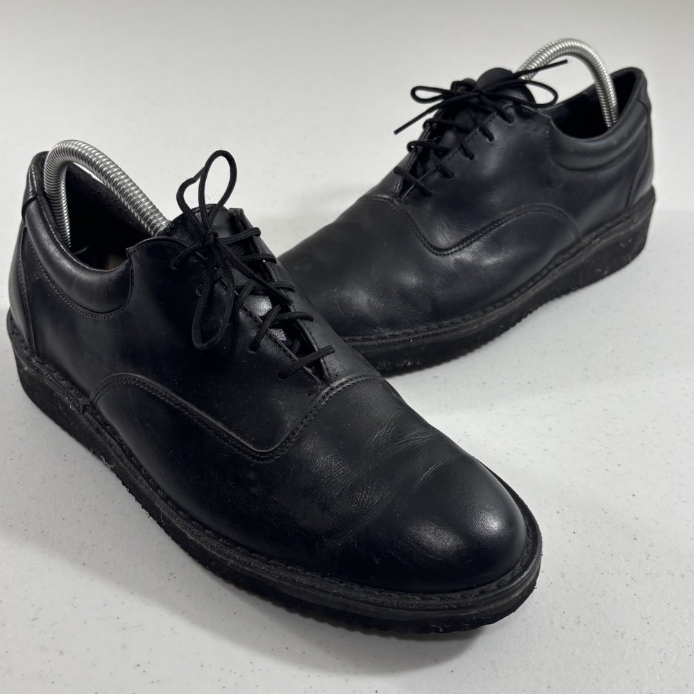 VTG L.L. Bean G2 Men's Black Leather Slip Resistant Work Loafer Shoes Sz 9 D